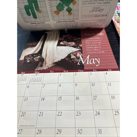 VTG 1991 Needlecraft Shop Afghan Calendar 12 Patterns to Crochet W/ Stitch Guide - Picture 3 of 4